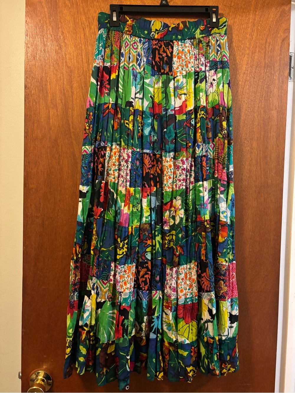 Bohemian Medium Floral Patchwork Maxi Skirt - Green Multicolor